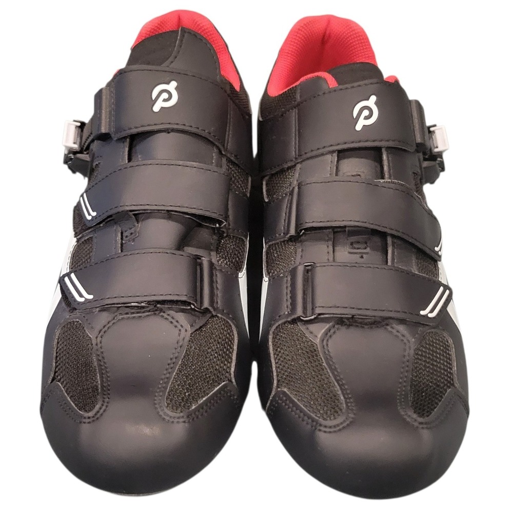 Peloton Cycling Shoes Men Size 47 Black‎ Red Tri-Strap Road Bike Spin HG6474